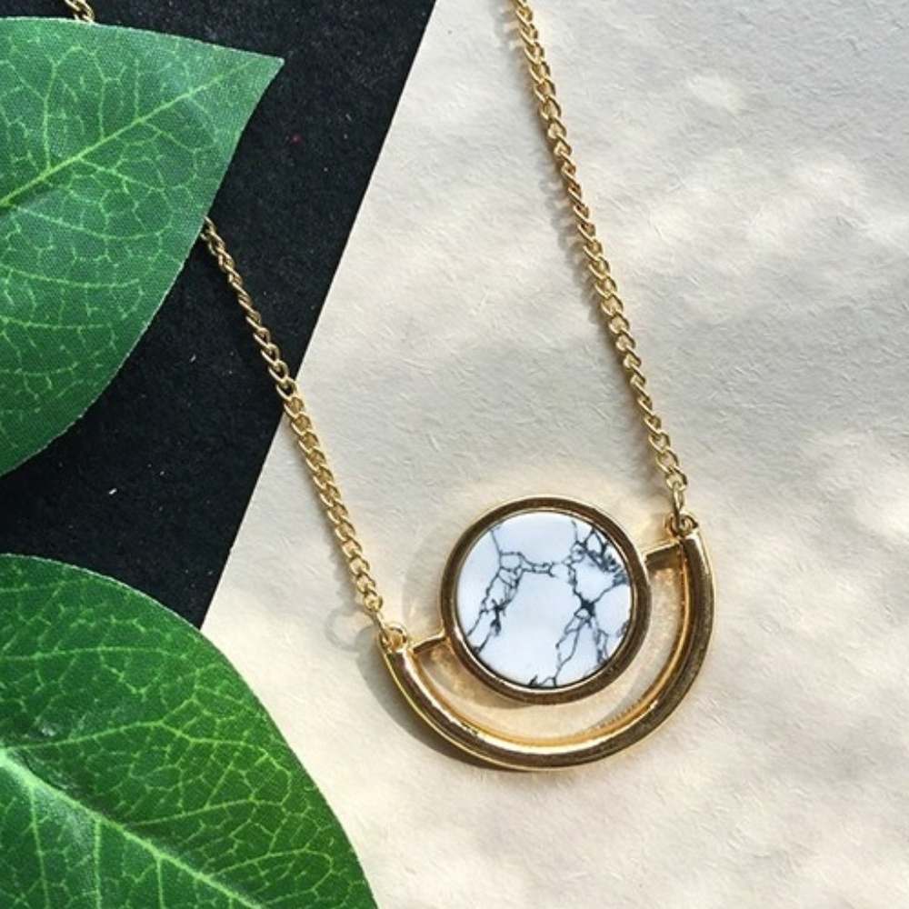 Dainty Marble Gold Necklace, Boho Necklace, NEW